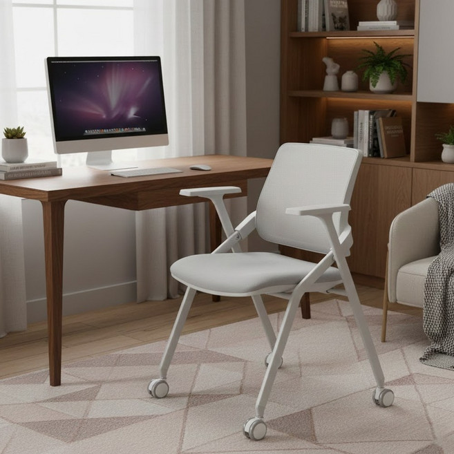 프리미엄 사무용 의자 완제품 접이식 컴퓨터 메쉬 인체공학 허리편한 사무실 공부 학생 체어, 그레이