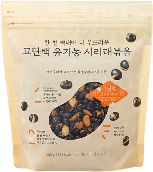 자연주의 고단백 유기농 서리태 볶음, 1개, 400g