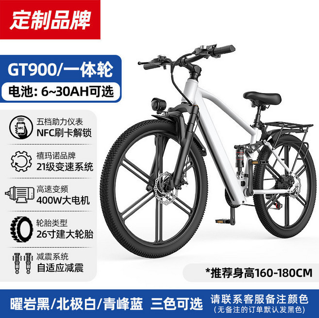 GT900 電動登山車 21段變速 400W電機, 【GT900北極白】鎂合金一體輪15AH, 1個