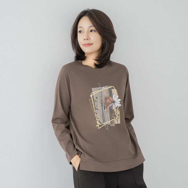 마담4060 엄마옷 마담4060 데일리블라썸 중년여성 베이직한 데일리 티셔츠-RTE2509065-