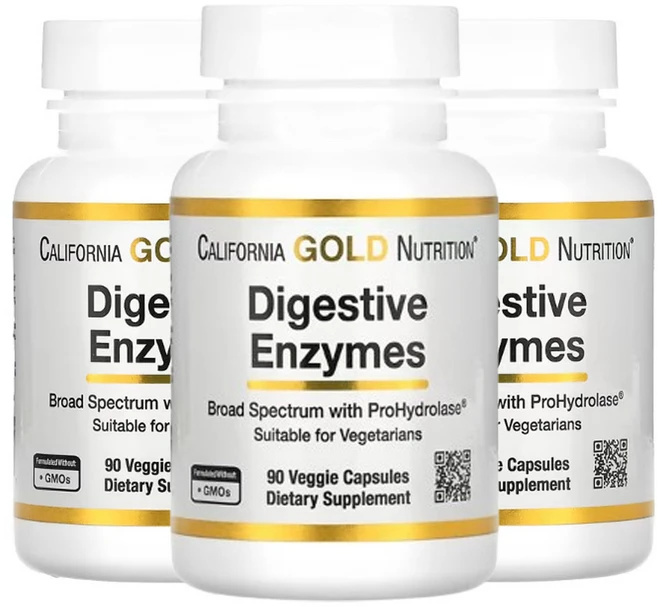 CGN 캘리포니아골드뉴트리션 소화 효소 다이제스티브 엔자임 90베지캡슐, 3개, 90정 - 쿠팡