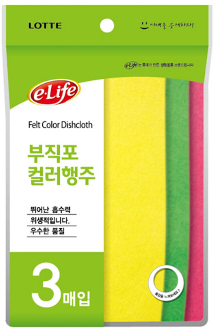 JJ Choice 롯데부직포칼라행주(3매입), 1개
