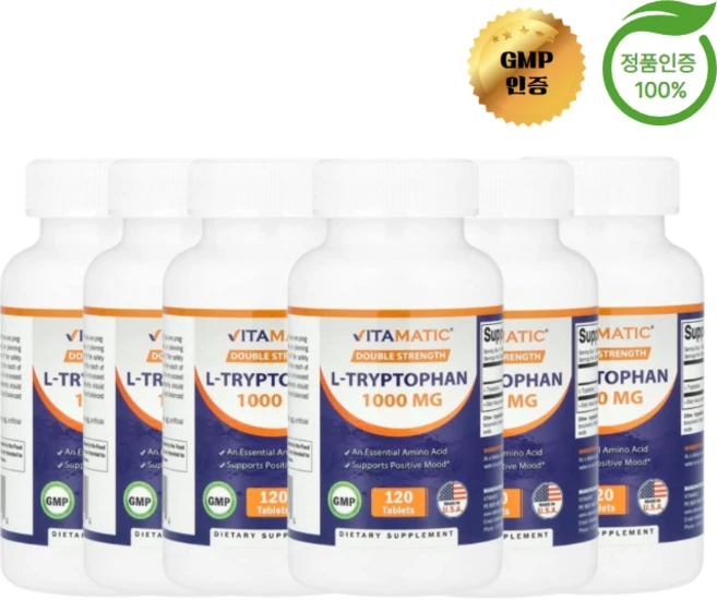 3+3 바이타매틱 L트립토판 1000mg 120정, 6개 - 쿠팡
