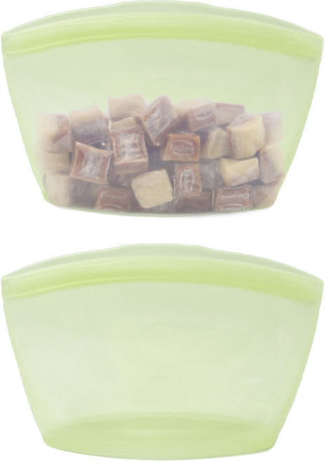 비케이 국산 프리미엄 실리콘 지퍼백 500ml 다회용 밀폐 소분 냉장고정리 용기, 올리브, 2개