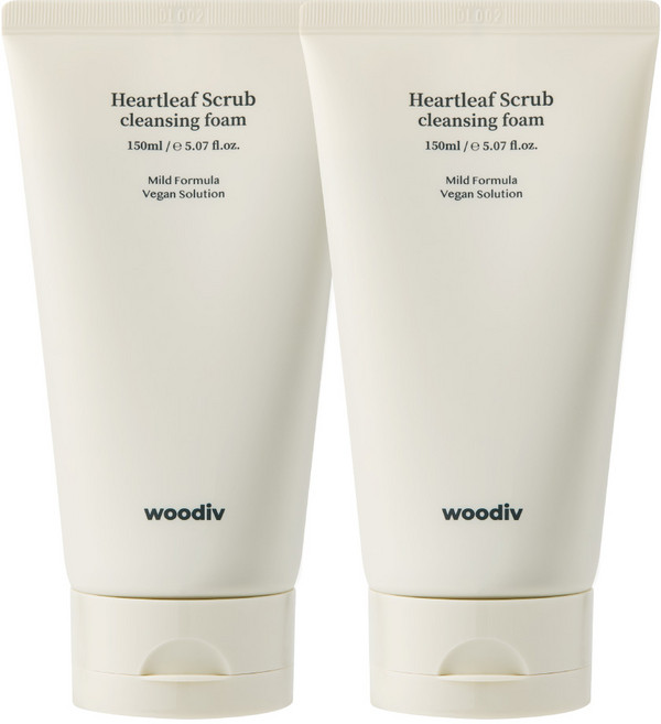 [우디브] 약산성 저자극 어성초 천연 스크럽 클렌징폼 / 딥클렌징 각질제거, 150ml, 2개