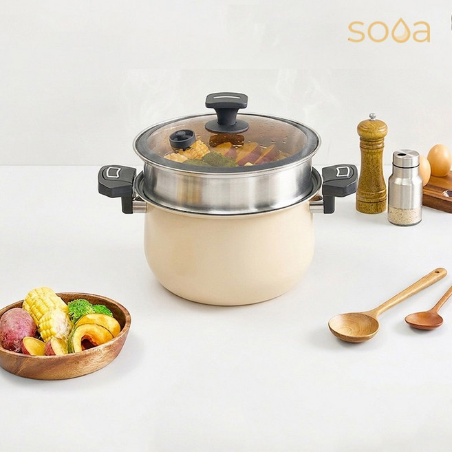 [SOOA] 수아 두가지 요리를 한번에 10L 대용량 IH 저압냄비 SN-G2026S, 단품, 단품, 1개