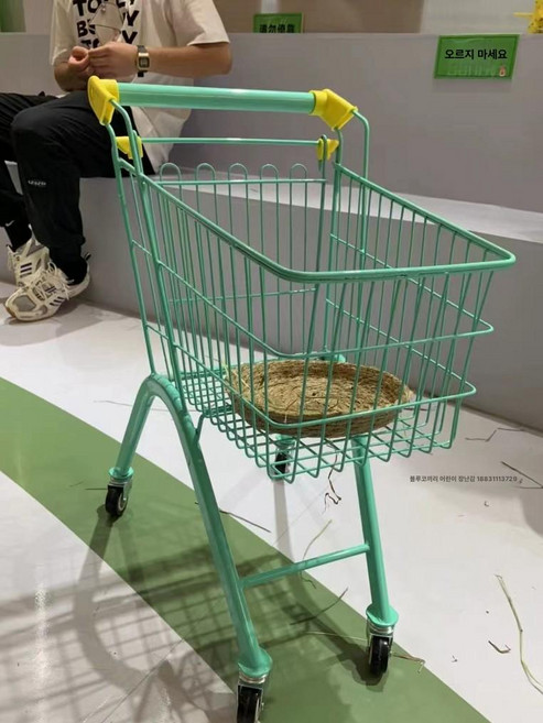 쇼핑핸드카트 소형 대형마트 백화점 상품 마트쇼핑 손수레, 1개, 그린 65cm 슈퍼마켓 2-8세