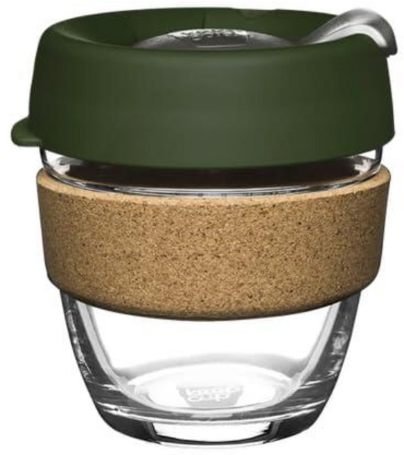 KeepCup 브루 코르크 - 재사용 가능한 커피 컵 강화 유리 및 천연 코르크 L 16온스/454ml - 데이브레이크, 소나무