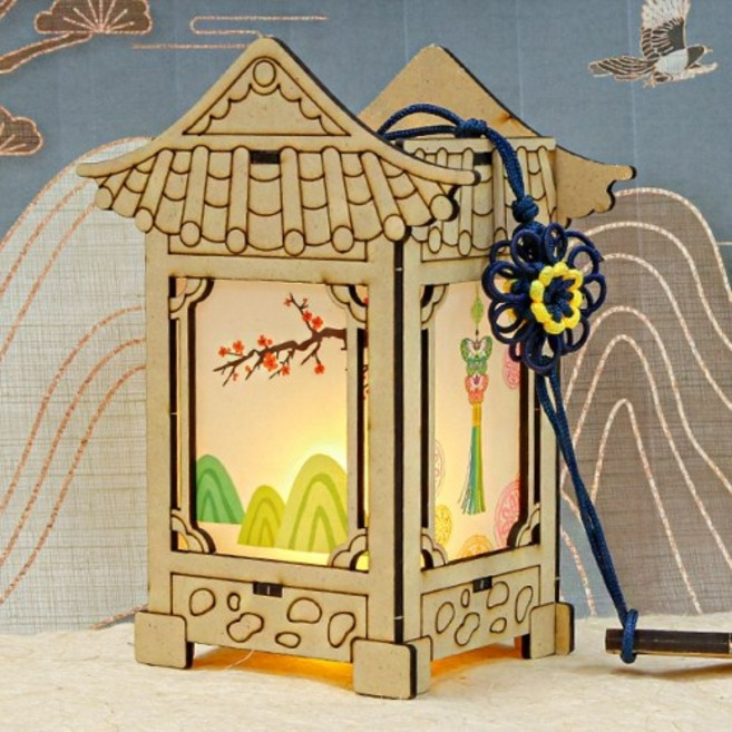 우드 DIY 미니어처 전통 기와집 초롱 만들기