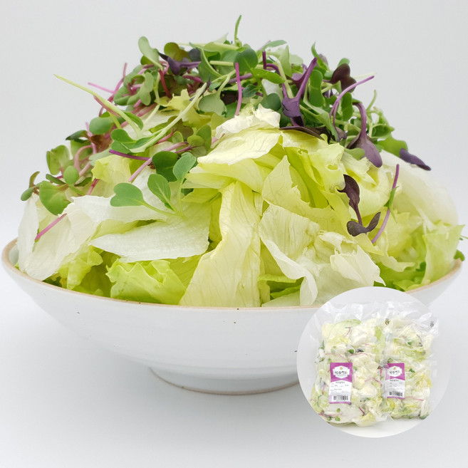 낮12시전 발송 100%국내산 어린잎 믹스샐러드 대용량 1kg, 1개
