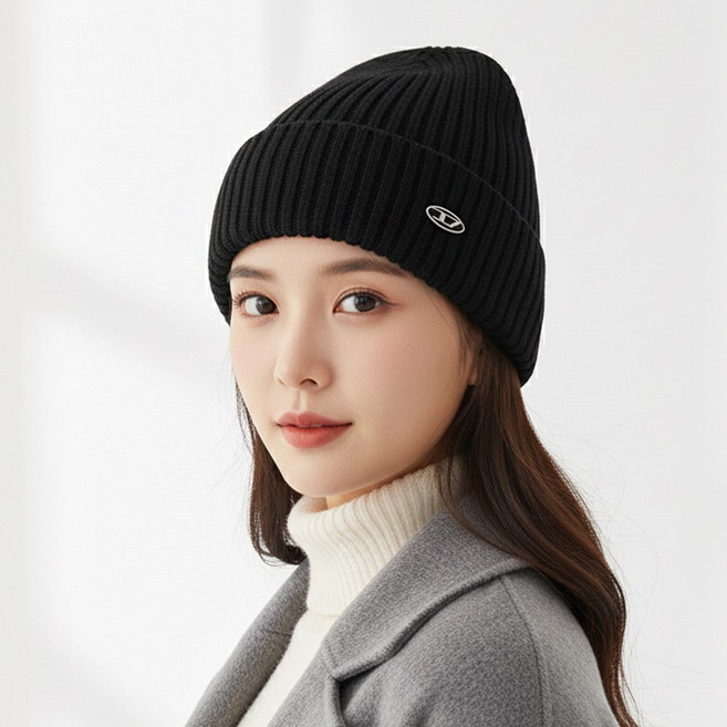 남자 비니모자 등산모자 겨울 스포츠 비니 러닝모자, 더블블랙