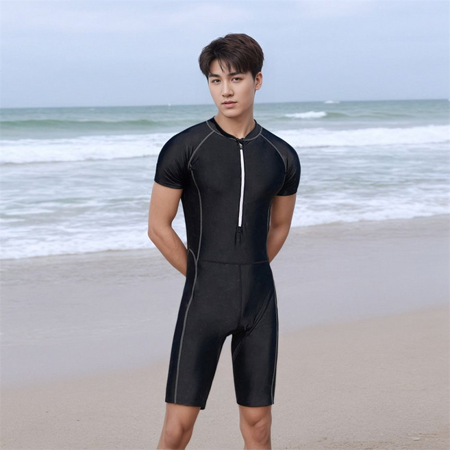 TIRA 남성 전신 래쉬가드 수영복 스포츠 반팔 집업 슬림형 해변 레저용
