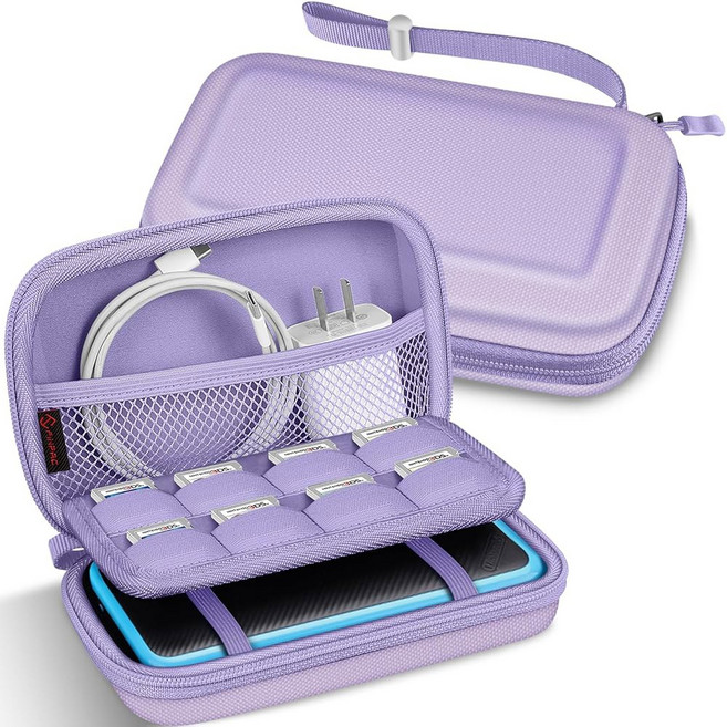 닌텐도 뉴 2DS XL LL / 3DS LL용 핀티 휴대용 케이스 게임 카드 슬롯과 내부 포켓이 있는 보호용 하드 쉘 여행용 커버 파우치 별이 빛나는 하늘, 라일락 퍼플