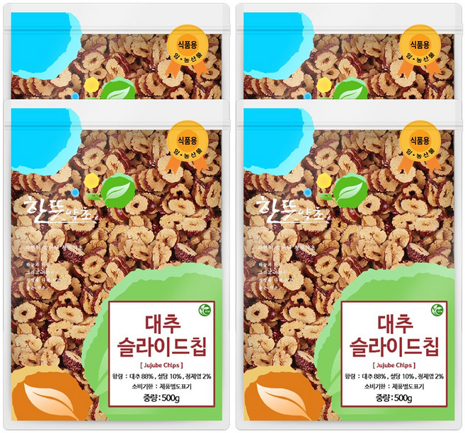 신영몰 대추채 대추칩 대추과자 수입산 건대추 슬라이드칩, 4개, 500g