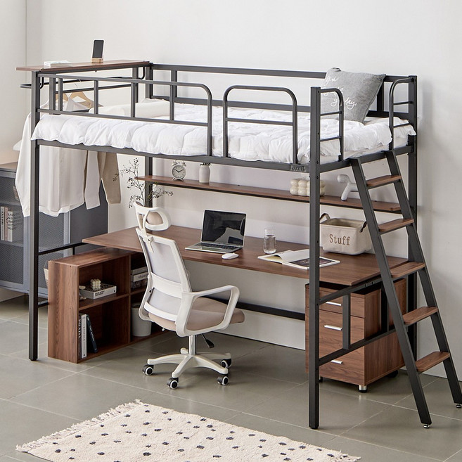 퍼니엘 더 북카페 벙커침대 책상 이층 슈퍼싱글 작은 멀티싱글 2층 성인 학생 여아 어린이, 더 북카페 책상(블랙)침대