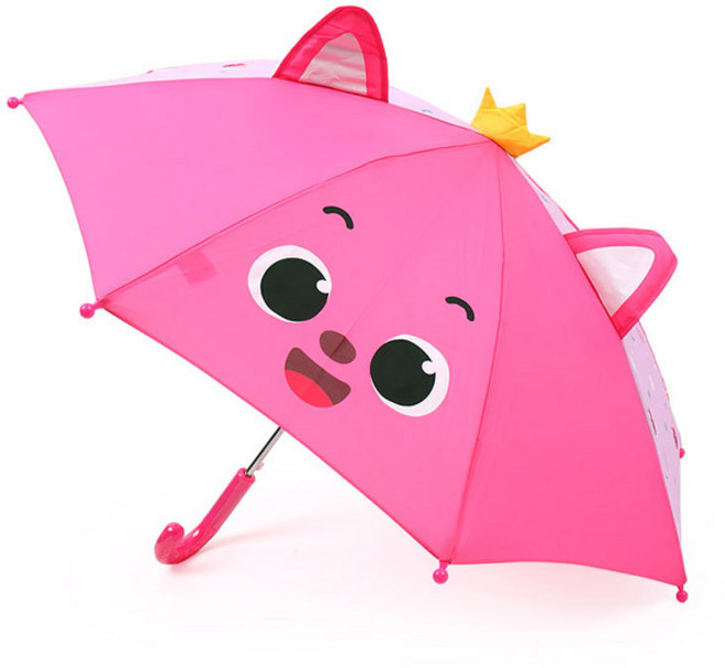귀여운 핑크퐁 얼굴 유아용 캐릭터 장우산 아동 어린이집 유치원 등원템