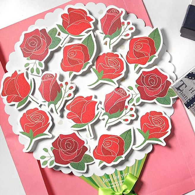 대형 장미꽃 롤링페이퍼 카드 2P 감사 특별한 편지지20260502EA