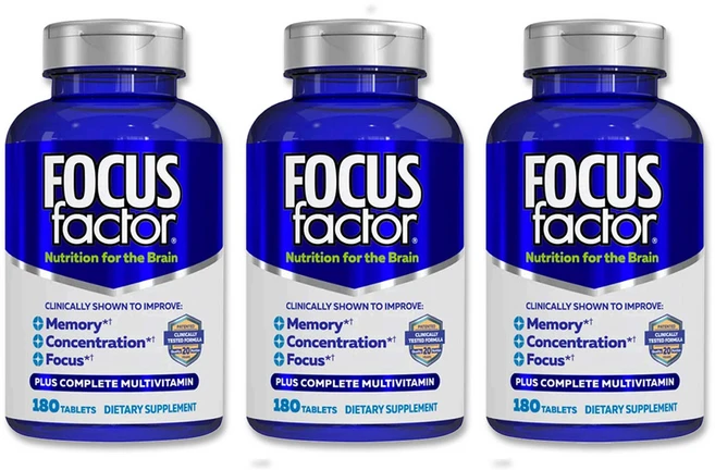 포커스팩터 Focus Factor 두뇌건강 집중력 향상, 3개, 180정 - 쿠팡