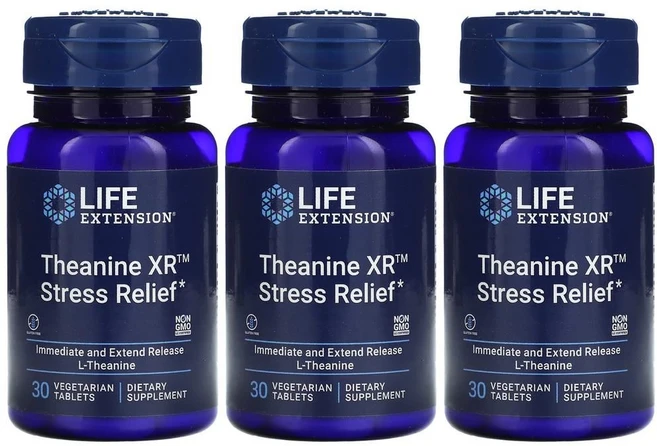 라이프익스텐션 Theanine XR 스트레스 릴리프 30베지타블릿 3개 L 테아닌 인산 이칼슘 인 Phosphorus, 30정 - 쿠팡