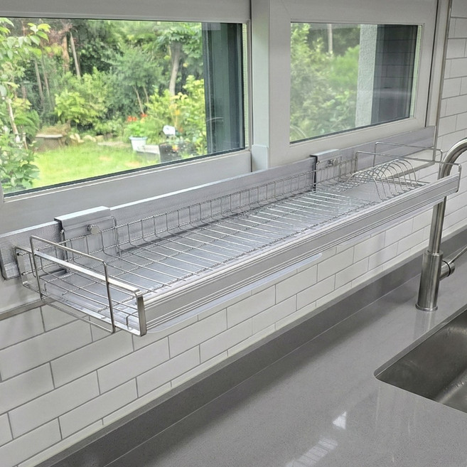 창문 창틀 거치형 스테인리스 식기건조대 주방 선반, 걸이형식기건조대800, 1개, 1단