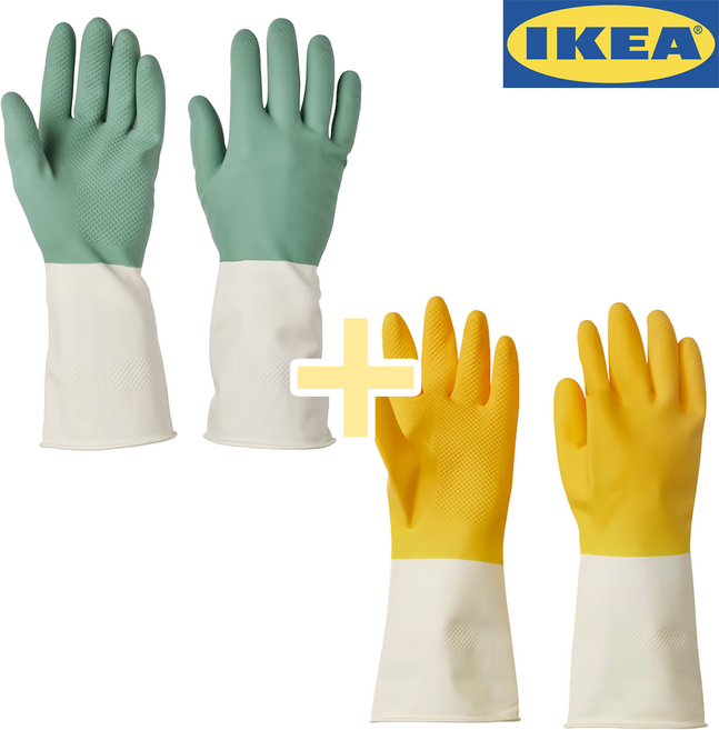 이케아 천연 라텍스 고무장갑, 2세트, 중(M), 혼합