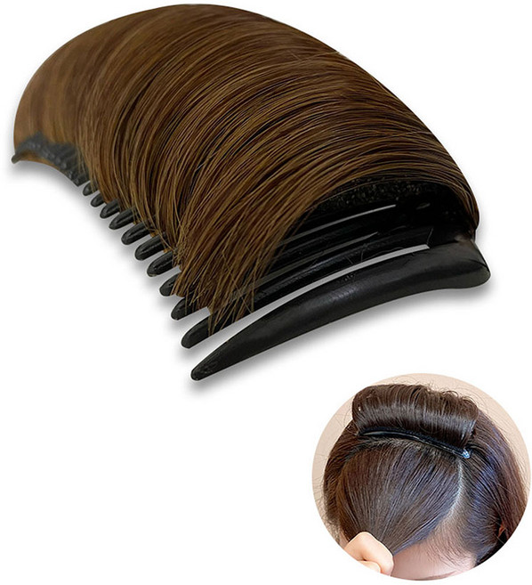 팬시온 볼륨 업 헤어뽕 빗핀 머리뽕 가발 핀 붙임 머리 헤어 피스, 소-내추럴브라운, 1개