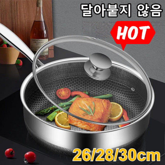 독일 스텐 무코팅 프라이팬 다기능전기 프라이팬 무코팅프라이팬 26/28/30cm, 30cm, 1개, 30cm
