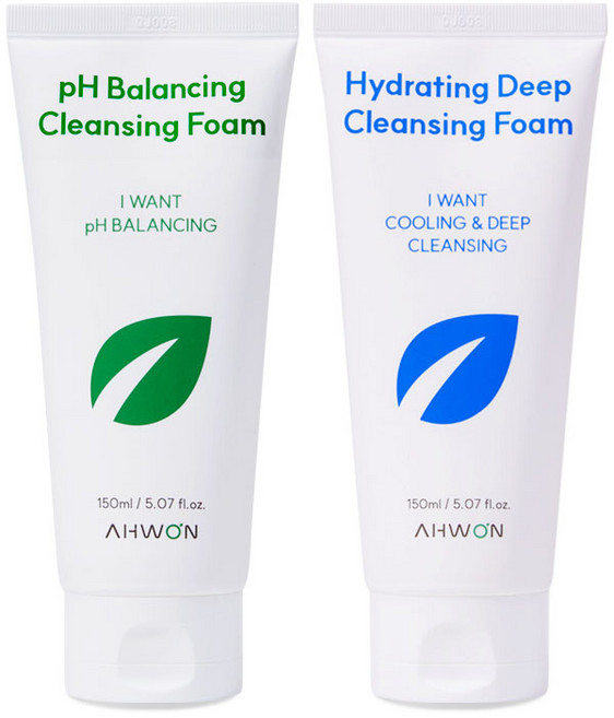 아원 저자극 비건 8종 히알루론산함유 슬로우에이징 약산성 약알칼리성 듀오 쿨링 클렌징폼 150ml 2개