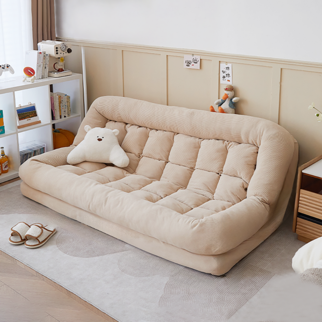 홈피릿 푹신한 침대 쇼파 접이식 베드 가구 2인용 좌식 간이 거실 미니 원룸 폴딩 소파, B. 베이지 150x130x35cm