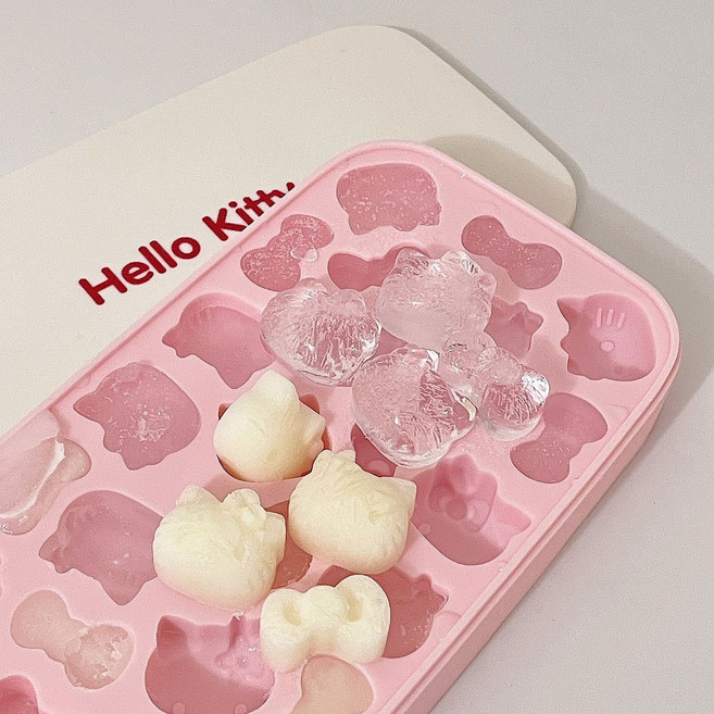 키티 얼음트레이 얼음용기 실리콘얼음틀 얼음틀 제빵용 초콜릿 실리콘 트레이 티오니, 1개, 핑크