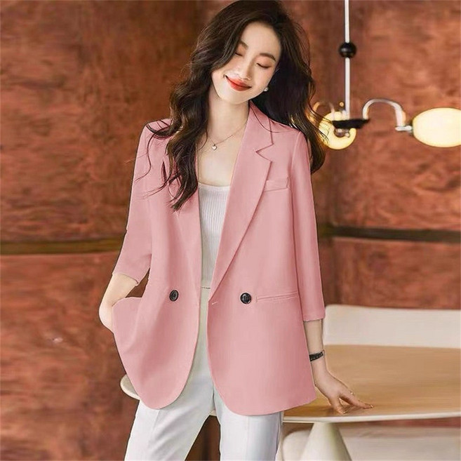 JIEVE 쉬폰 여름 긴팔 슬림핏 봄 가을 반팔 캐주얼룩 코트 여성 WL030733