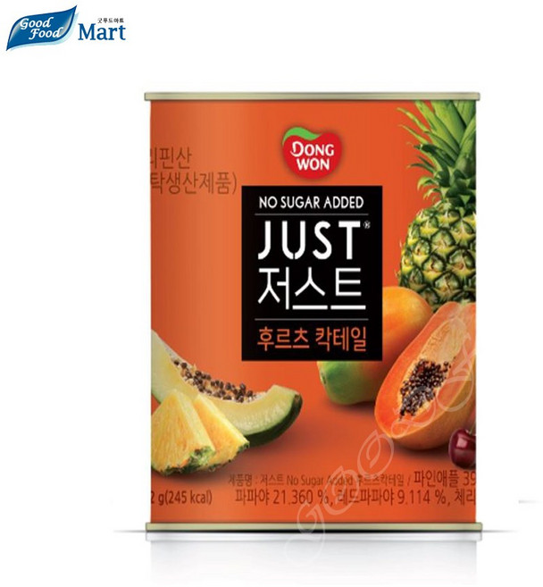 동원 JUST 저스트 노슈가 후르츠 칵테일 통조림, 6개, 822g