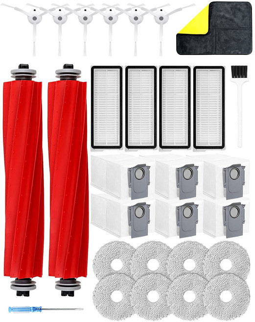 에버그린 로보락Q Revo Pro/Q revo MaxV/p10s/p10pro/ 전용 로봇청소기 호환 브러쉬 필터 먼지봉투 물걸레 29세트, 로보락 화이트, 1개