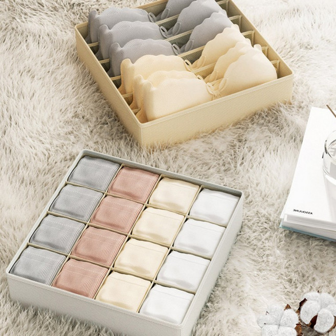 옷 정리 칸칸이 정리함 아기손수건 생리대 보관함, 16칸, 베이지, 1개
