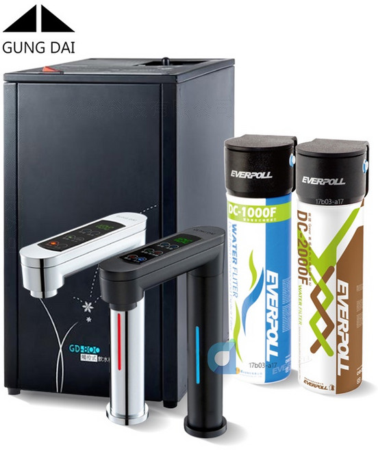 宮黛GD-800 觸控櫥下型冰冷熱三溫飲水機, EVERPOLL DCP3000雙道淨水,極光鈦, GD-800, EVERPOLL DCP3000雙道淨水