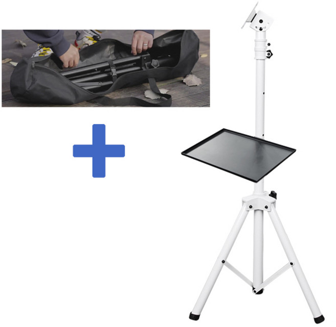 휴대용 모니터 TV 거치대 접이식 삼각대 스탠드 15인치 ~ 32인치, 1개, ,08) 스탠드 화이트+선반+전용가방