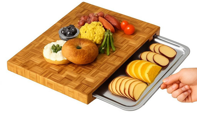 엔드그레인 우드도마 (트레이포함) 밧드 트레이 야채바트, 1개, 원목우드