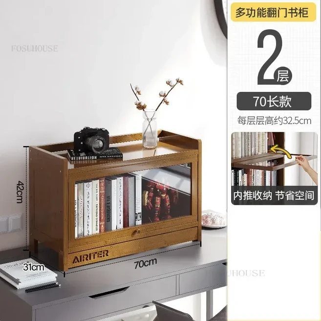 바닥형 어린이 책장 심플한 책꽂이 가정용 거실 벽 수납장 모던한 대나무 수납 선반 Zn Z, 04 70cm-2 layer