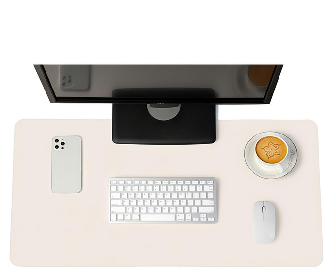 하이어데코 데스크 매트 가죽 논슬립 와이드 대형 마우스 장패드, 아이보리