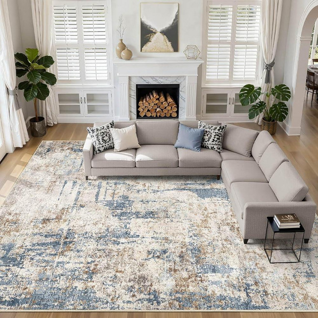 10x13 Area Rug Living Room: Washable Large Abstract Modern Soft Rugs Stain Resistant Indoor Floor
