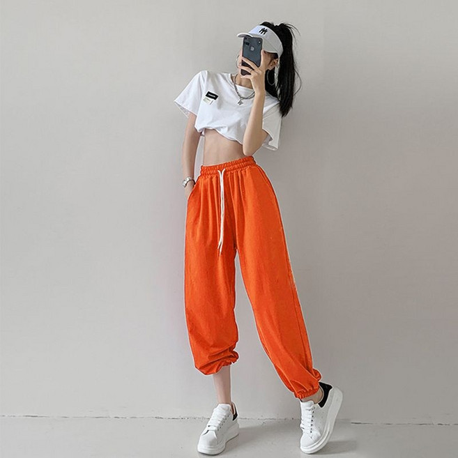 FANSYLI 여성 여름 댄스 바지 에어로빅복 줌바댄스복 줌바복 방송댄스의상 XX5M16sw1, 오렌지