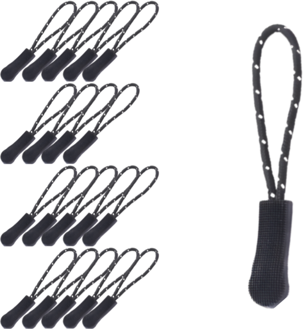 지노 다용도 스트랩 손잡이 끈 지퍼 고리, 20개, 토트블랙