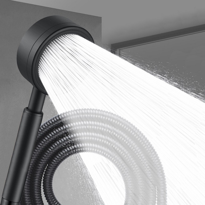 팝플랍 고압 욕실 샤워기 헤드 호스 2m 세트, 무광블랙(검정), 1개