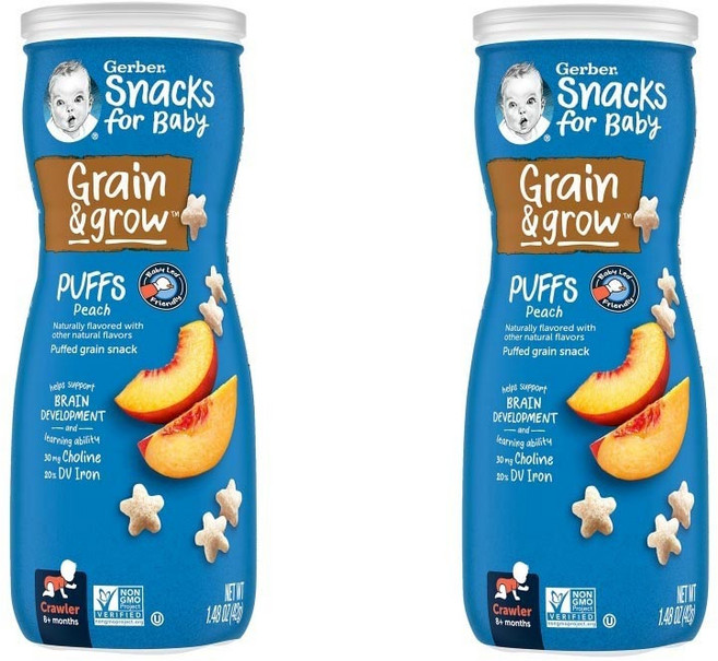 거버 스낵 그레인 그로우 복숭아 Peach 42g 2개