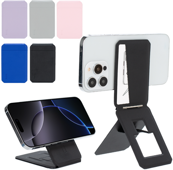 아이시(isee) 맥세이프 각도조절 라이브방송 스탠드 삼각대 멀티 셀카봉 카드지갑 (카드1장), 블랙, 1개