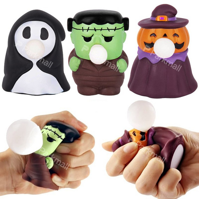 풍선껌 부는 풍선 말랑이 할로윈 호박 유령 주물럭, 1개, 랜덤