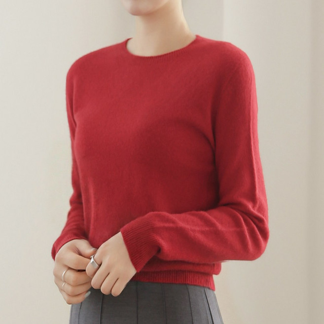 클레이스 울100% 캐시미어 호주산 양모 여성 라운드넥 니트