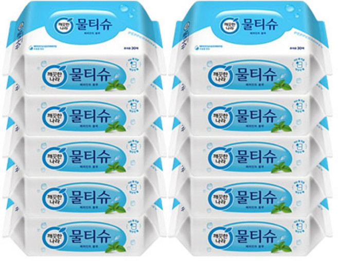 깨끗한나라 페퍼민트 물티슈, 30매입, 10개