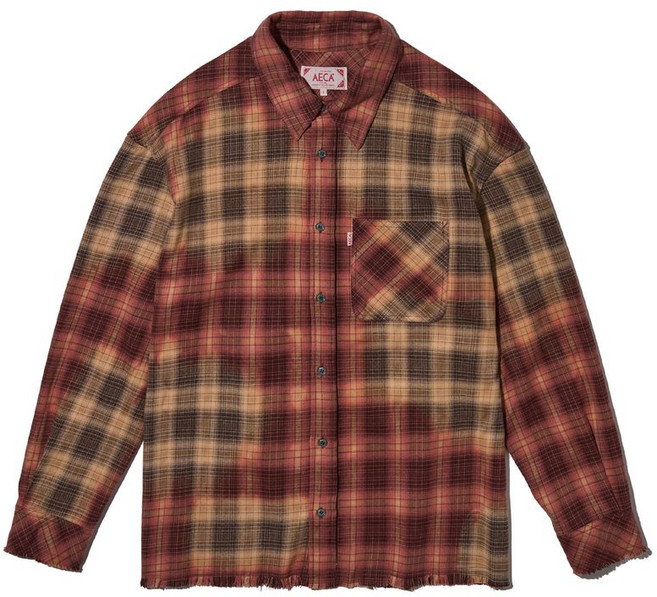 에이카화이트 AECAFADED WASHING CASUAL CHECK 셔츠-PEACH 핑크