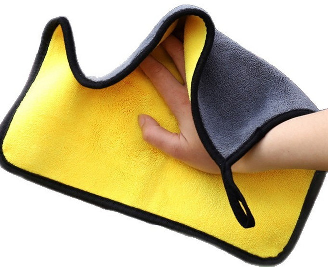 오브제이스 프리미엄 다용도 투톤 극세사 자동차 세차 청소 타월 5P, 1세트, 블랙옐로우